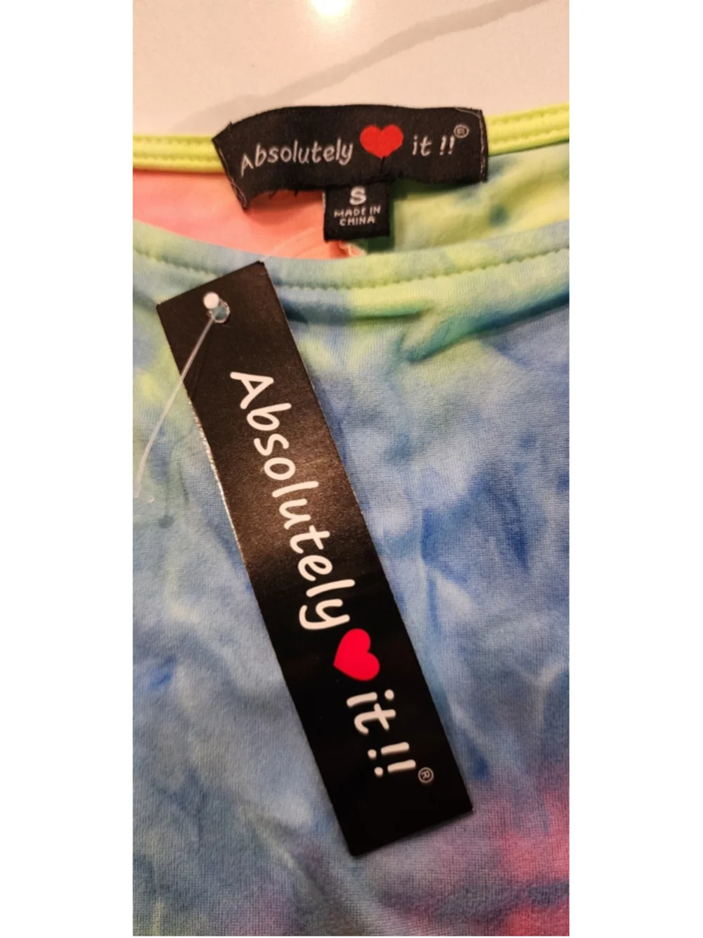 Absolutely It!! Neon Rainbow Tie Dye Crop Top Long Sleeve S NWT Festival Boho